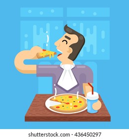 Ilustración de vectores de comida de hombre de pizza caliente