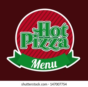 hot pizza over brown background vector illustration