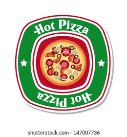 hot pizza over white background vector illustration