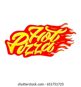 Hot pizza. Premium handmade vector lettering and calligraphy phrase. Vector illustration.