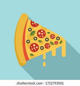 Hot pizza slice icon. Flat illustration of hot pizza slice vector icon for web design