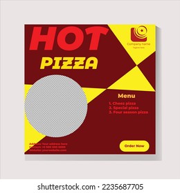 Hot pizza social media and internet ads post design. It is a square design