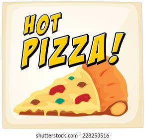 Texto e imagem da pizza quente