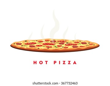Hot pizza. Vector illustration isolated on white background