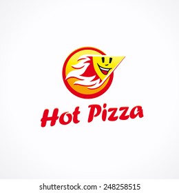 Hot Pizza Vector Logo Fiery Piece Stock Vector (Royalty Free) 248258515