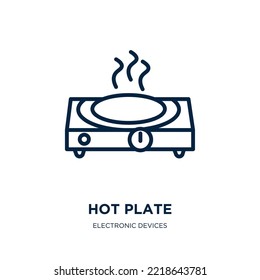 hot plate icon from electronic devices collection. Thin linear hot plate, plate, hot outline icon isolated on white background. Line vector hot plate sign, symbol for web and mobile