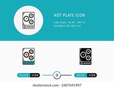 Hot Plate Icon Isolated on White Background. Electric Stove Thin Line Symbol Stock Vector Illustration For Mobile App And Web Design.