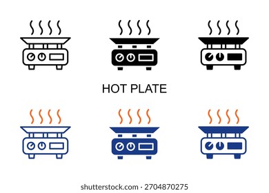 Hot Plate Icon Multi Style Vector Illustration