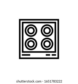 Icono vectorial de placa caliente en línea, estilo lineal aislado en fondo blanco