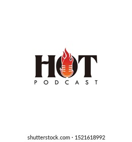 Hot Podcast with Fire on Mic Icon