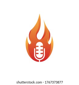 Hot Podcast logo design vector illustration