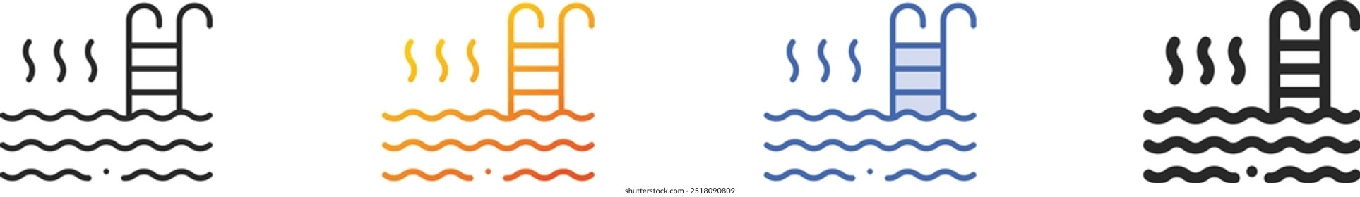 hot pool icon.Thin Linear, Gradient, Blue Stroke and bold Style Design Isolated On White Background