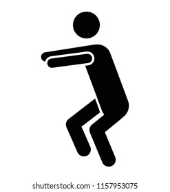
A hot pose where backside out and arms stretched to notify regarding squatting pose icon 
