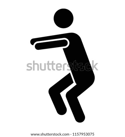 
A hot pose where backside out and arms stretched to notify regarding squatting pose icon 

