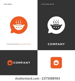 plantilla de logotipo de chat de hot pot en diseño de ilustración de icono vector