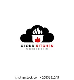 Hot Pot Cloud Kitchen Cooking Logo Icon