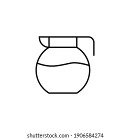 hot pot coffee icon in flat black line style, isolated on white 