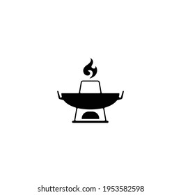 Hot pot with fire icon in trendy simple style isolated on white background. Symbol for your web site design, logo, app, UI. Vector illustration, EPS