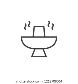 Hot pot food outline icon. linear style sign for mobile concept and web design. Asian food simple line vector icon. Steamboat symbol, logo illustration. Pixel perfect vector graphics