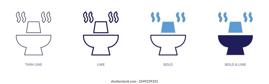 Hot pot icon in 4 different styles. Thin Line, Line, Bold, and Bold Line. Duotone style. Editable stroke.