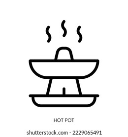 Hot pot icon. Line Art Style Design Isolated On White Background