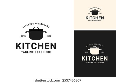 Hot pot logo for japanese buffet restaurant design vector template illustration idea