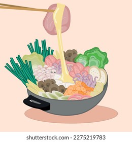 hot pot set shabu vector
