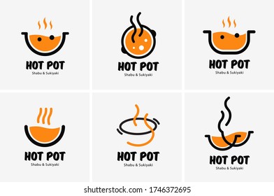 Hot pot shabu sukiyaki logo icon graphic japanese buffet restaurant