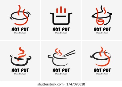 Hot pot shabu sukiyaki logo icon graphic japanese buffet restaurant