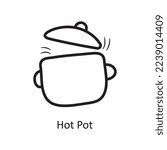 Hot Pot vector outline Icon Design illustration. Food and Drinks Symbol on White background EPS 10 File