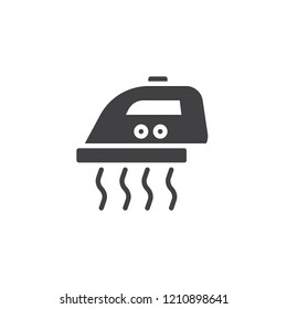 Hot press iron appliance vector icon. filled flat sign for mobile concept and web design. Iron with steam simple solid icon. Symbol, logo illustration. Pixel perfect vector graphics