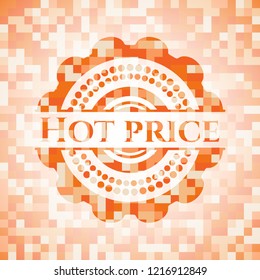 Hot Price abstract orange mosaic emblem with background