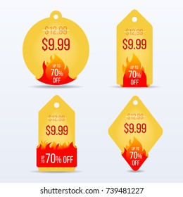 Hot Price bage set. Special offer sale tag discount symbol retail sticker sign price. Vector illustration