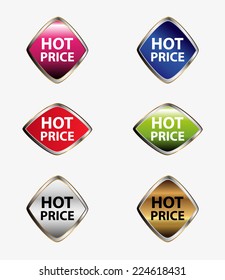 Hot Price button tag set vector 