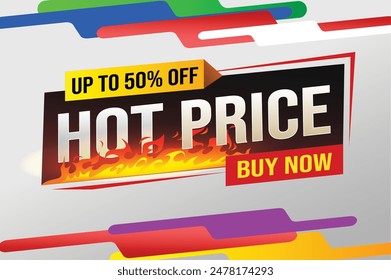 Hot price buy now super sale poster banner graphic design icon logo sign symbol social media website coupon

