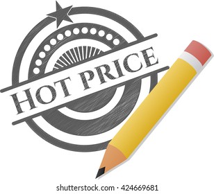 Hot Price drawn with pencil strokes