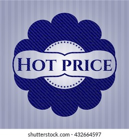 Hot Price emblem with denim high quality background