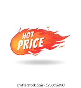 Hot price fire label on white background, vector illustration