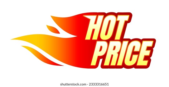 Hot price fire vector icon label isolated on white background. Vector illustration