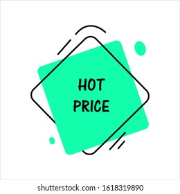 Hot price. Flat vector geometrical vintage warm color banner. Texting box promotion concept. Vector illustration.