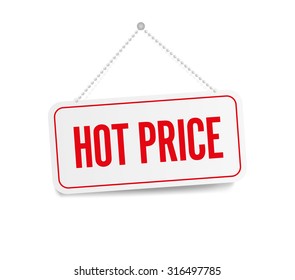 Hot price hanging sign isolated on white wall