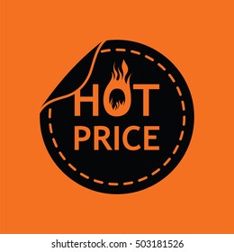 Hot price icon. Orange background with black. Vector illustration.
