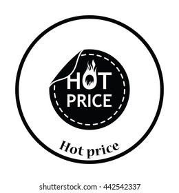 Hot price icon. Thin circle design. Vector illustration.