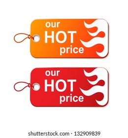 hot price labels with fire on white background eps10 illustration