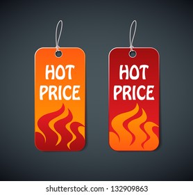 hot price labels with fire on dark background eps10 illustration
