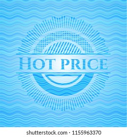 Hot Price light blue water emblem background.