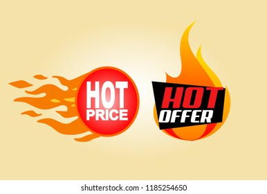 Hot Price And Hot Offer Label Vector