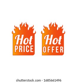 Hot Price and Hot Offer labels. Vector.