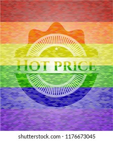 Hot Price on mosaic background with the colors of the LGBT flag