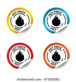 Hot price sticker, button, label and sign set - vector